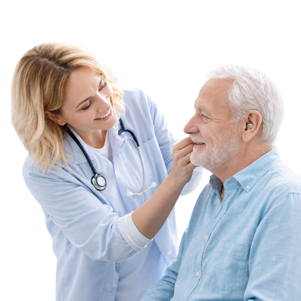 Profesional de la salud atendiendo a un paciente adulto mayor